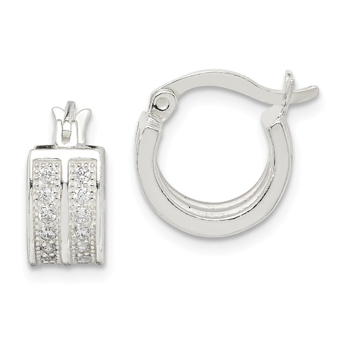 925 Sterling Silver Cubic Zirconia ( CZ ) Hoop Earrings,