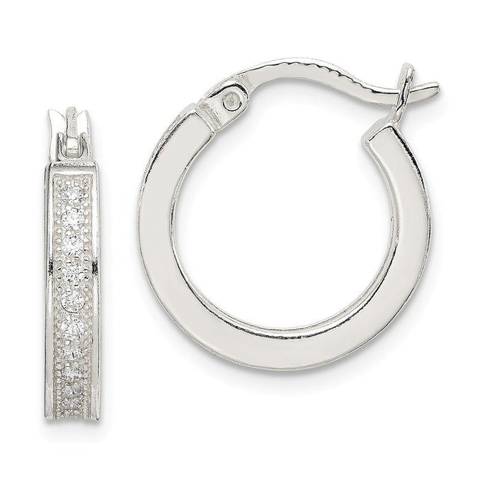 925 Sterling Silver Cubic Zirconia ( CZ ) Hoop Earrings,