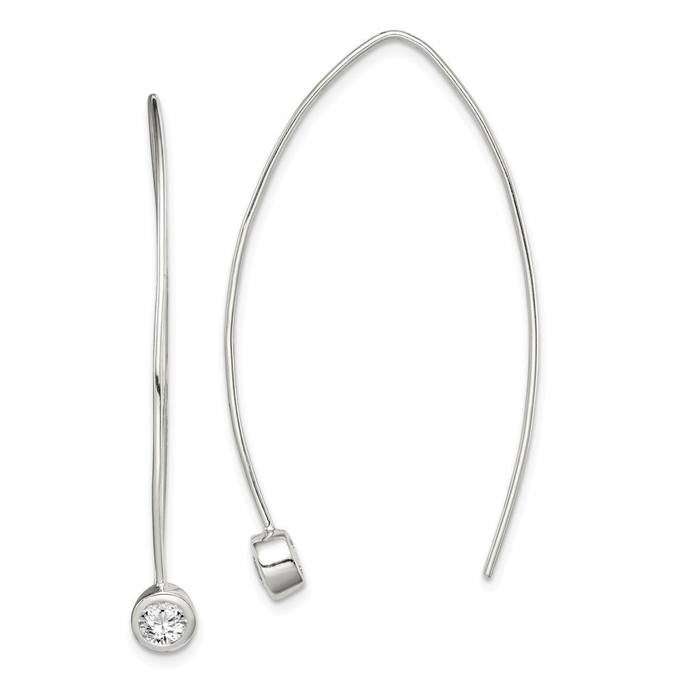 925 Sterling Silver Cubic Zirconia ( CZ ) Threader Earrings,