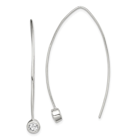 925 Sterling Silver Cubic Zirconia ( CZ ) Threader Earrings,