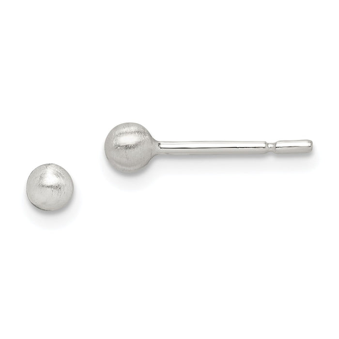 925 Sterling Silver Brushed 3 Ball Post Earrings,