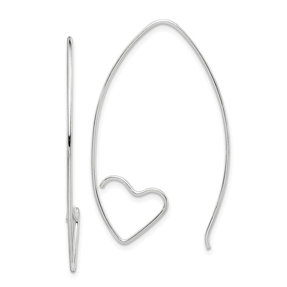 925 Sterling Silver Heart Threaded Earrings,