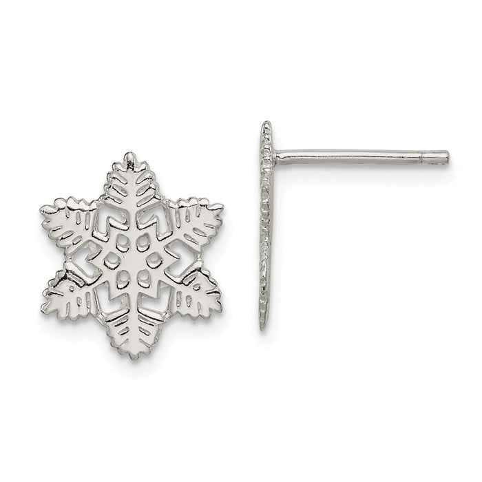 925 Sterling Silver Snowflake Post Earrings,