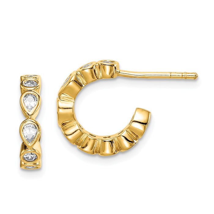 925 Sterling Silver Gold-tone Cubic Zirconia ( CZ ) Hoop Earrings,