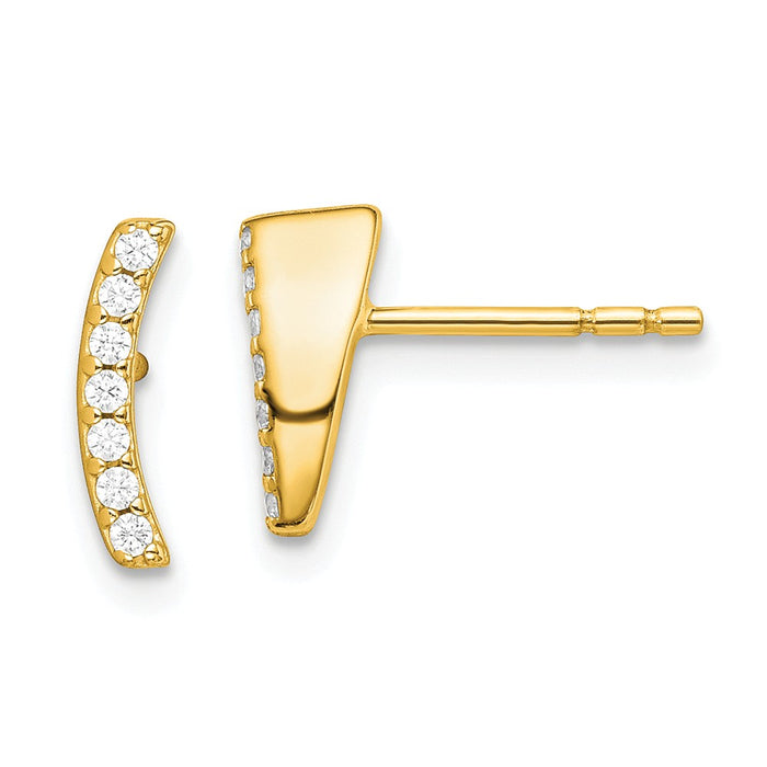 925 Sterling Silver Gold-tone Cubic Zirconia ( CZ ) Post Earrings,