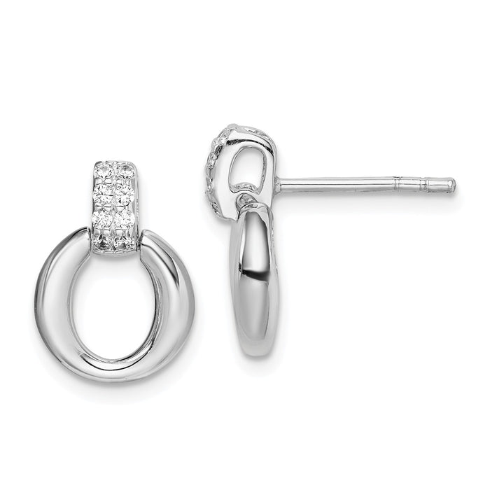 925 Sterling Silver Rhodium-Plated Cubic Zirconia ( CZ ) Earrings,