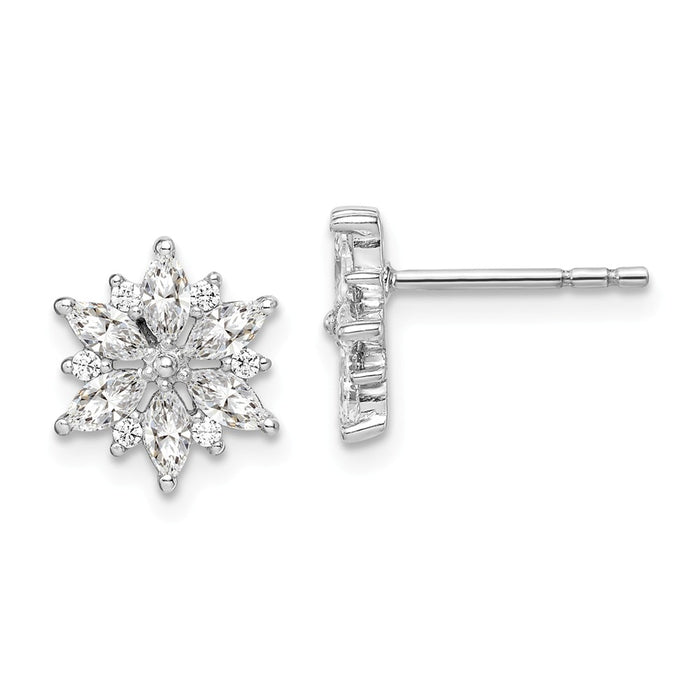 925 Sterling Silver Rhodium-Plated Cubic Zirconia ( CZ ) Earrings,