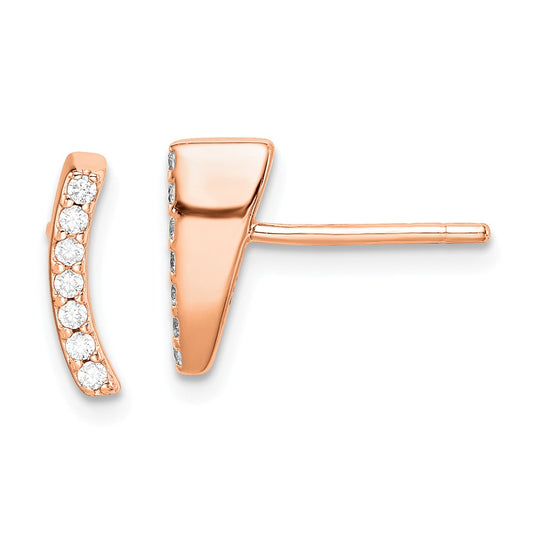 925 Sterling Silver Rose-tone Cubic Zirconia ( CZ ) Post Earrings,