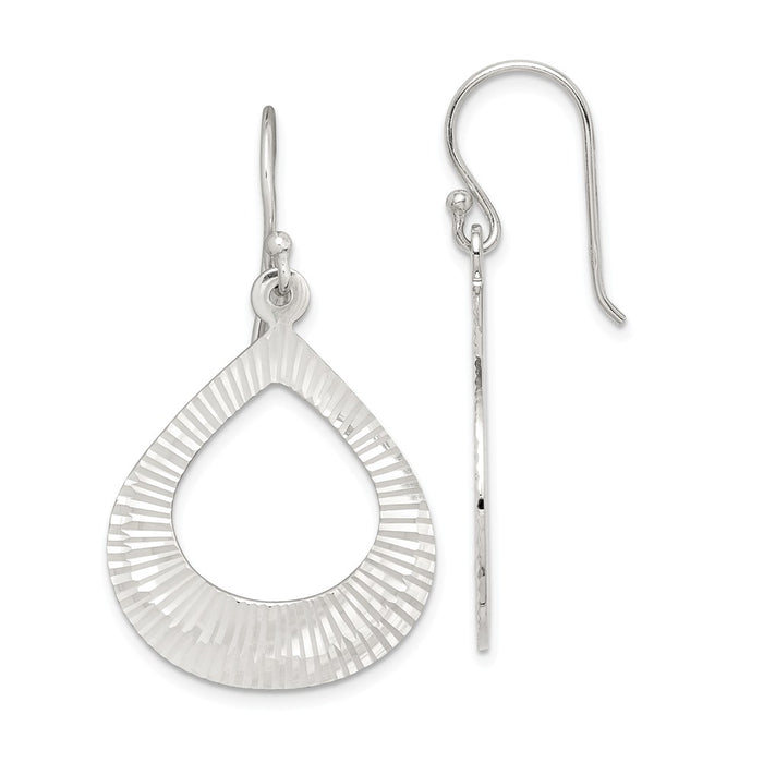 925 Sterling Silver Diamond-cut Dangle Earrings,