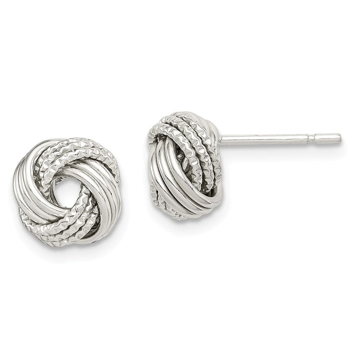 925 Sterling Silver Textured Love Knot Earrings,