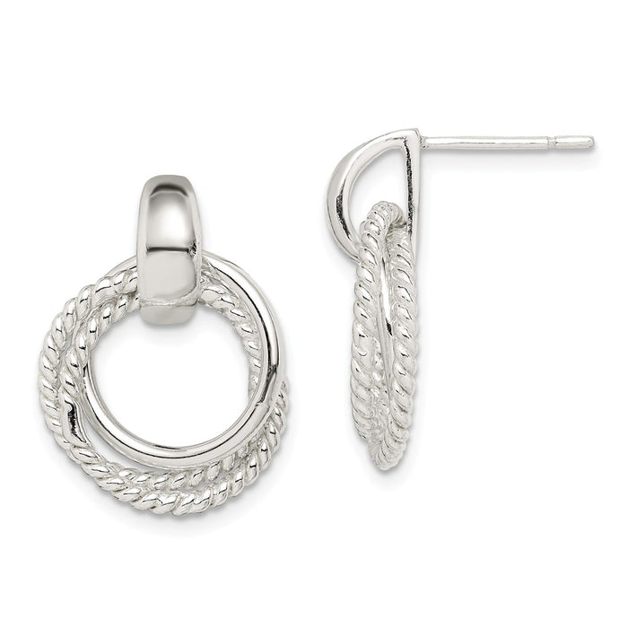 925 Sterling Silver Twisted Post Dangle Earrings,