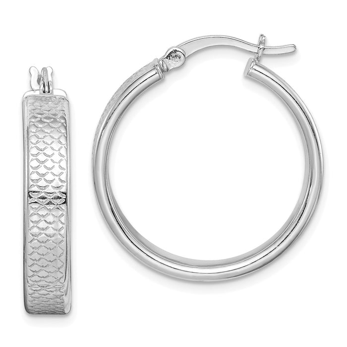925 Sterling Silver Rhodium-plated Hoop Earrings,