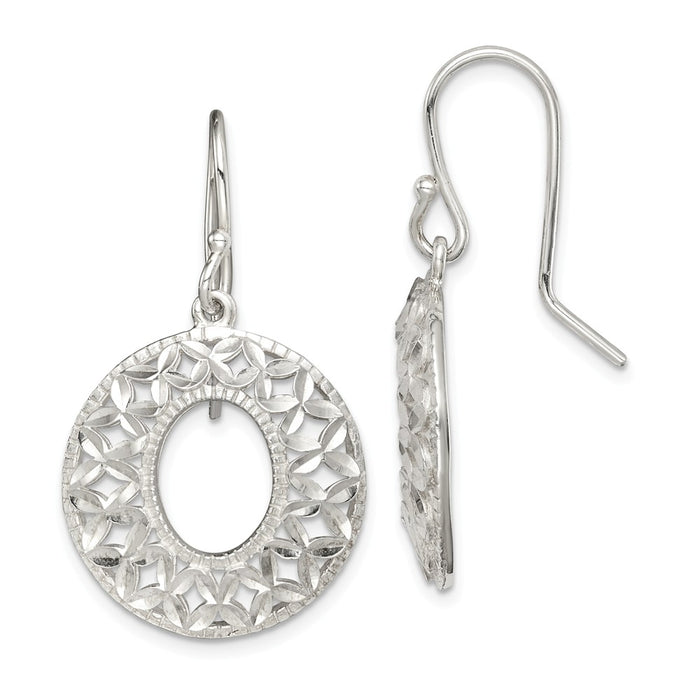 925 Sterling Silver Diamond-cut X Dangle Earrings, 34.75mm x 20.88mm
