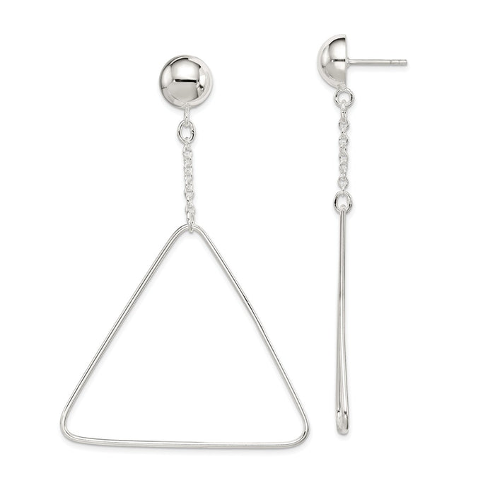 925 Sterling Silver Triangle Dangle Post Earrings,