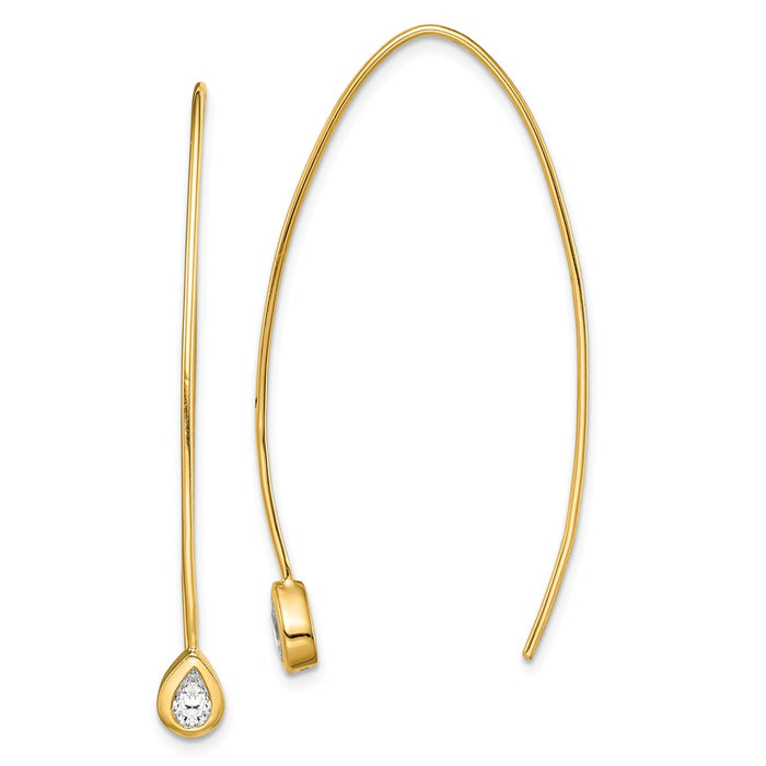 Sterling Silver Gold-tone Cubic Zirconia ( CZ ) Threader Earrings,