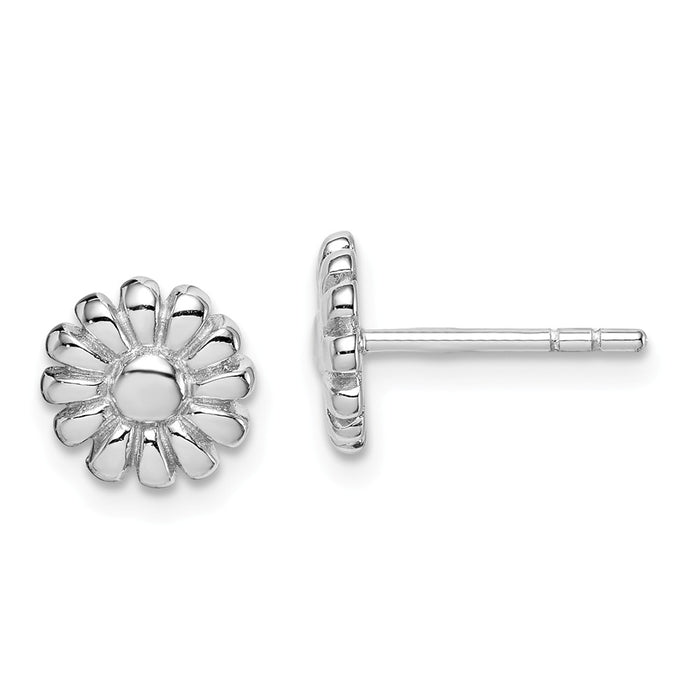 925 Sterling Silver Rhodium-Plated Flower Earrings,