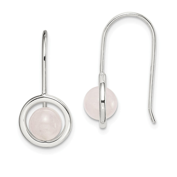 925 Sterling Silver Pink Chalcedony Dangle Earrings,