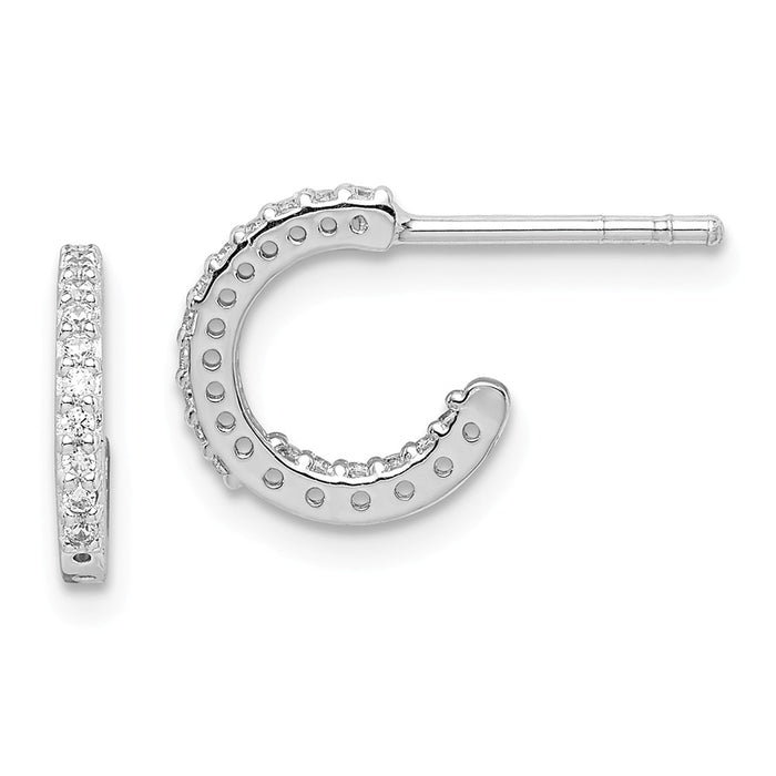 925 Sterling Silver Rhodium-plated In & Out Cubic Zirconia ( CZ ) Hoop Earrings,