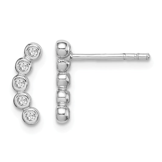 925 Sterling Silver Rhodium-Plated Cubic Zirconia ( CZ ) Post Earrings,