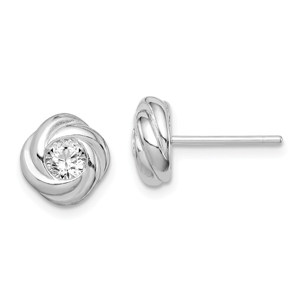 925 Sterling Silver Rhodium-Plated Cubic Zirconia ( CZ ) Post Earrings,