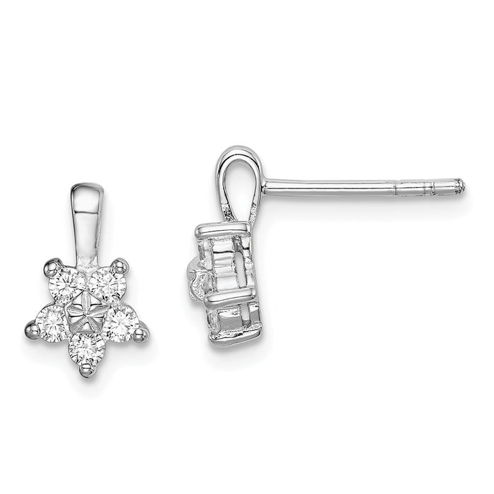 925 Sterling Silver Rhodium-Plated Cubic Zirconia ( CZ ) Star Post Earrings,