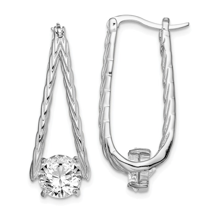 925 Sterling Silver Rhodium-plated Cubic Zirconia ( CZ ) Hoop Earrings,