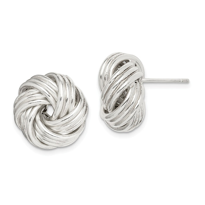 925 Sterling Silver Polished Love Knot Post Earrings, 16.5mm x 16.15mm