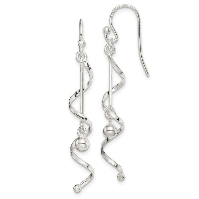 925 Sterling Silver Polished Twisted Dangle Earrings,