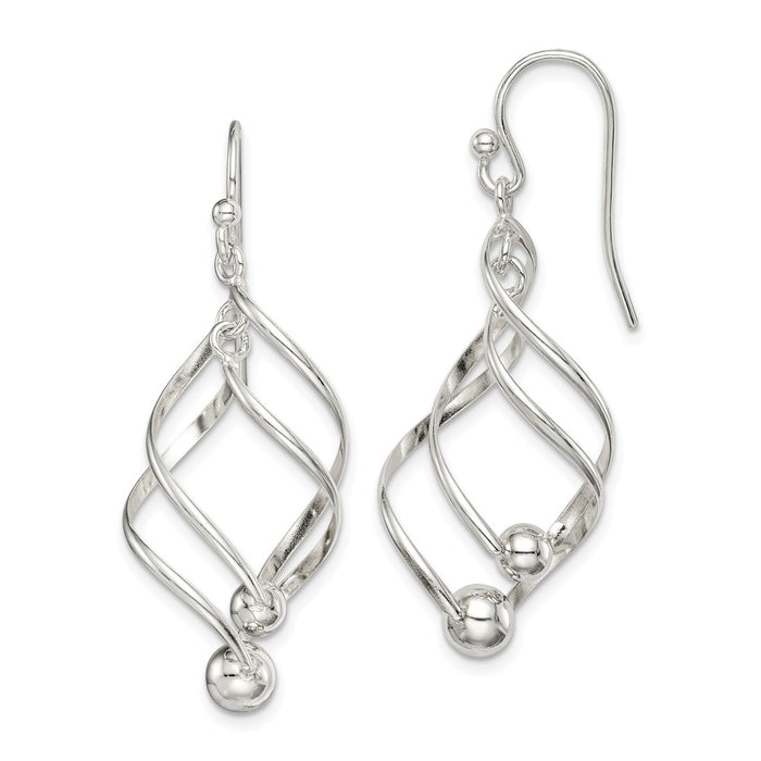 925 Sterling Silver Polished Twisted Dangle Earrings,