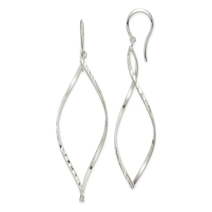925 Sterling Silver Fancy Diamond-cut Dangle Earrings,