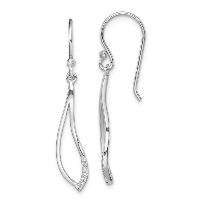 925 Sterling Silver Rhodium-Plated Cubic Zirconia ( CZ ) Dangle Earrings,