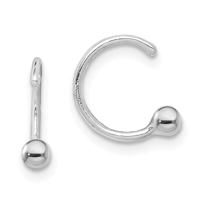925 Sterling Silver Rhodium-plated Ball Ear Cuffs,