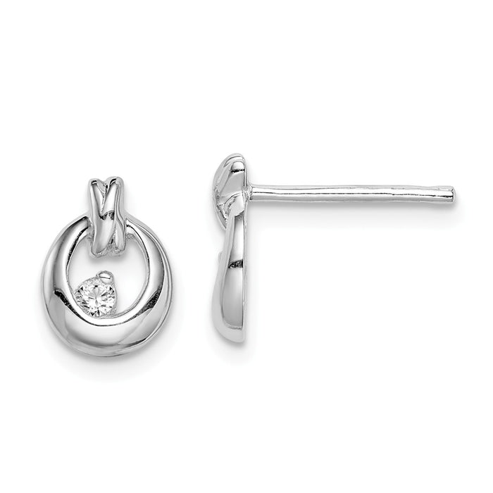 925 Sterling Silver Rhodium-plated Cubic Zirconia ( CZ ) Circle Earrings,