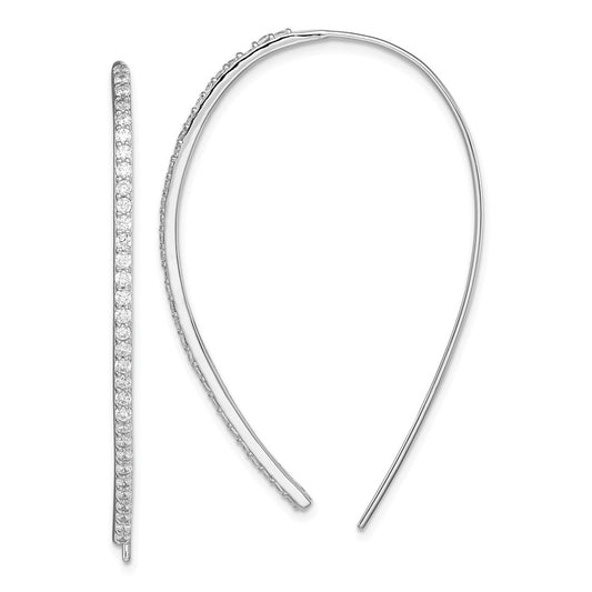 925 Sterling Silver Rhodium-plated Cubic Zirconia ( CZ ) Dangle Earrings,