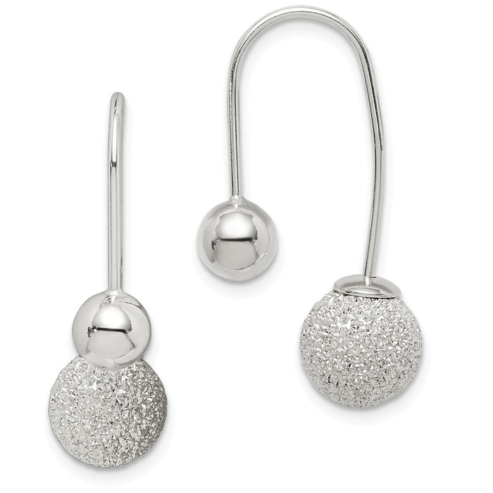 925 Sterling Silver Diamond-Cut Front and Back Dangle Earrings,