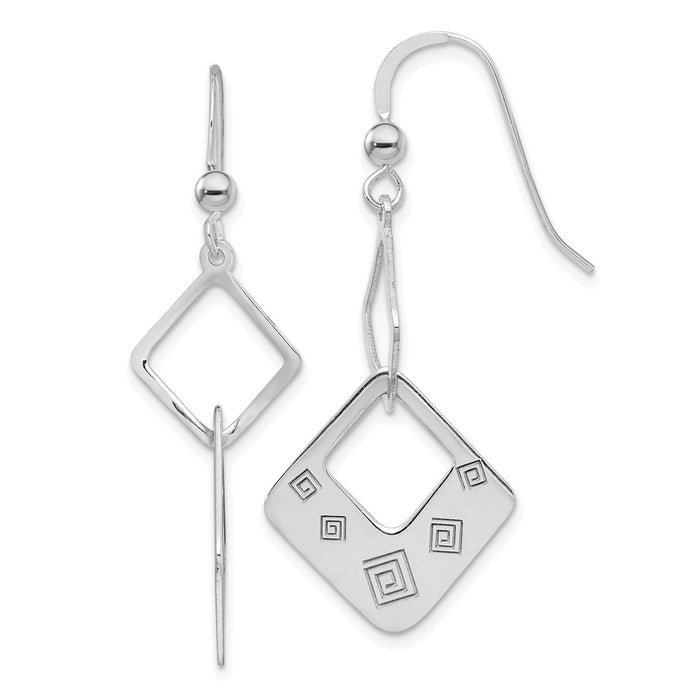 925 Sterling Silver Polished Geometric Dangle Earrings,