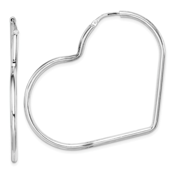 925 Sterling Silver Rhodium-Plated Heart Hoop Earrings,
