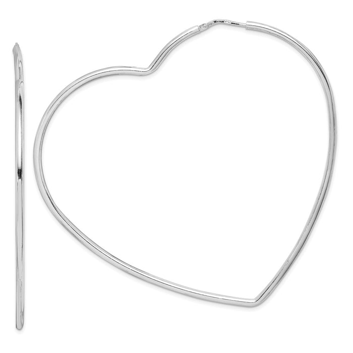 925 Sterling Silver Rhodium-Plated Heart Hoop Earrings,