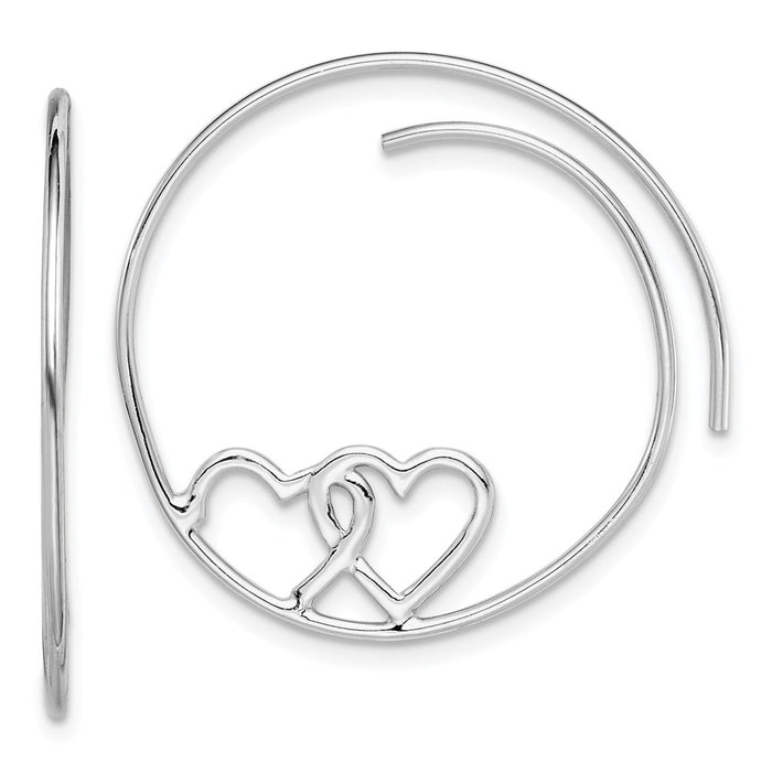 925 Sterling Silver Rhodium-plated Heart Hoop Earrings,