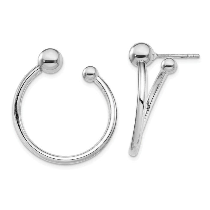 925 Sterling Silver Rhodium-plated Hoop Post Earrings,