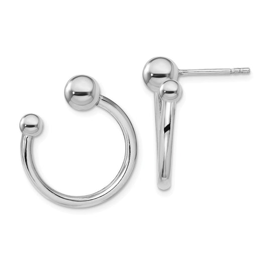 925 Sterling Silver Rhodium-plated Hoop Post Earrings,