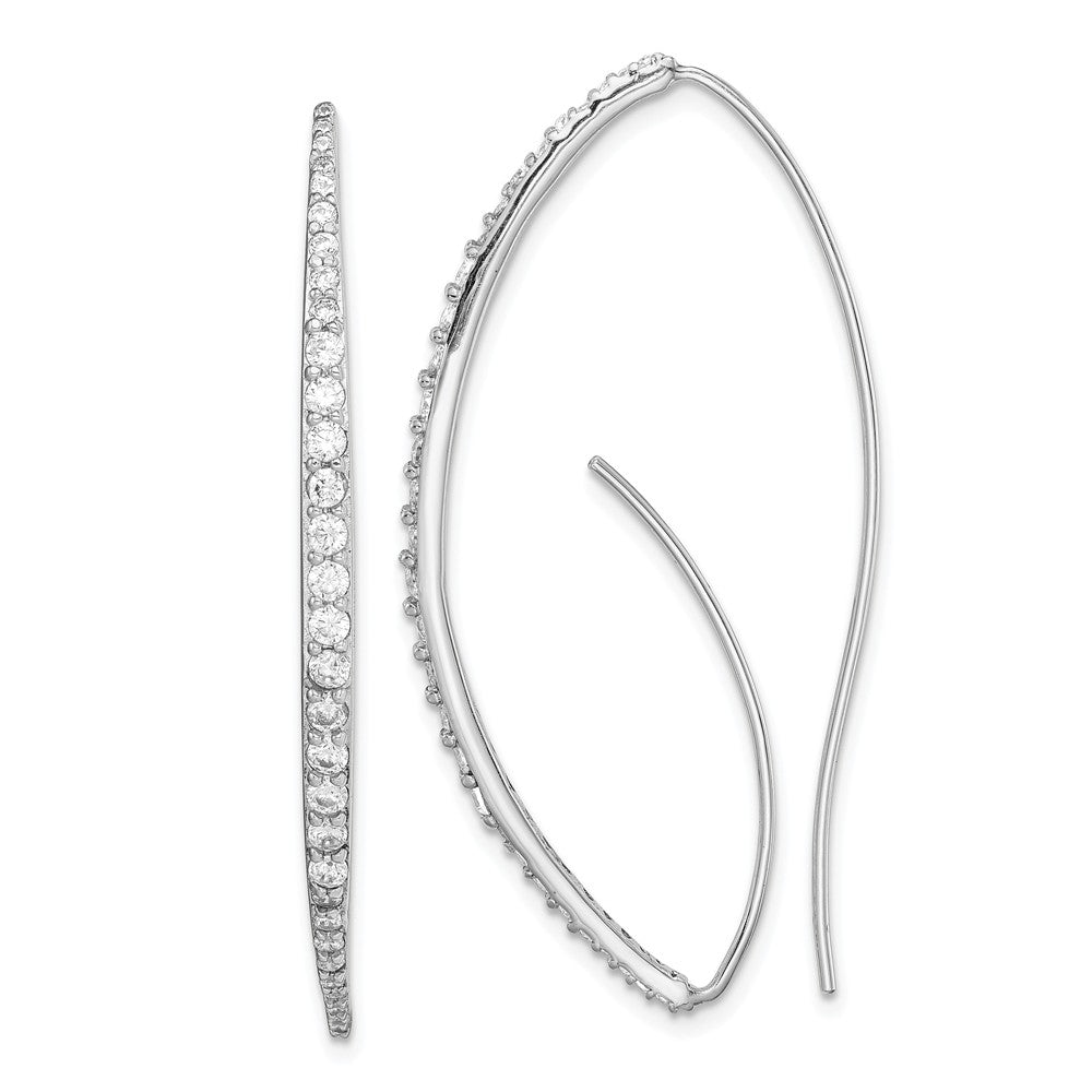 925 Sterling Silver Rhodium-plated Cubic Zirconia ( CZ ) Threader Earrings,