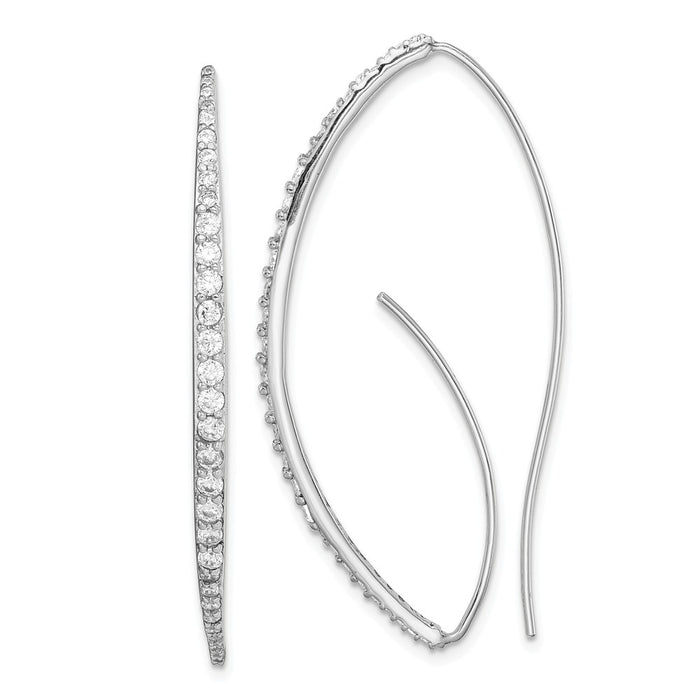 925 Sterling Silver Rhodium-plated Cubic Zirconia ( CZ ) Threader Earrings,