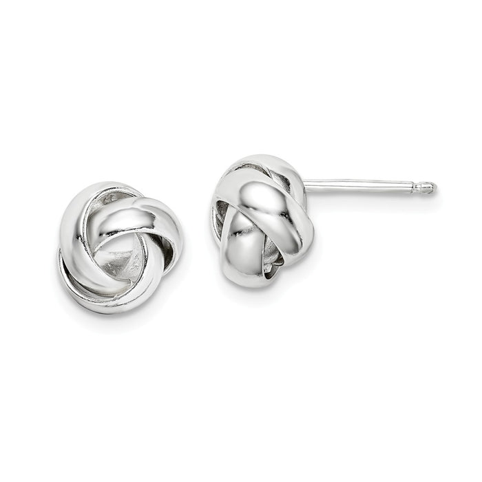 925 Sterling Silver Polished 9mm Love Knot Post Earrings, 9mm