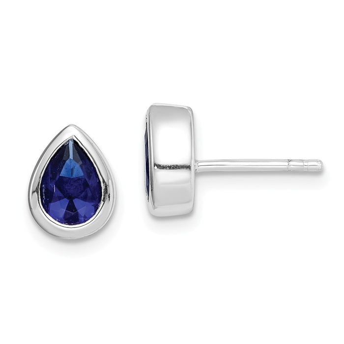 925 Sterling Silver Rhodium-Plated Blue Cubic Zirconia ( CZ ) Post Earrings,