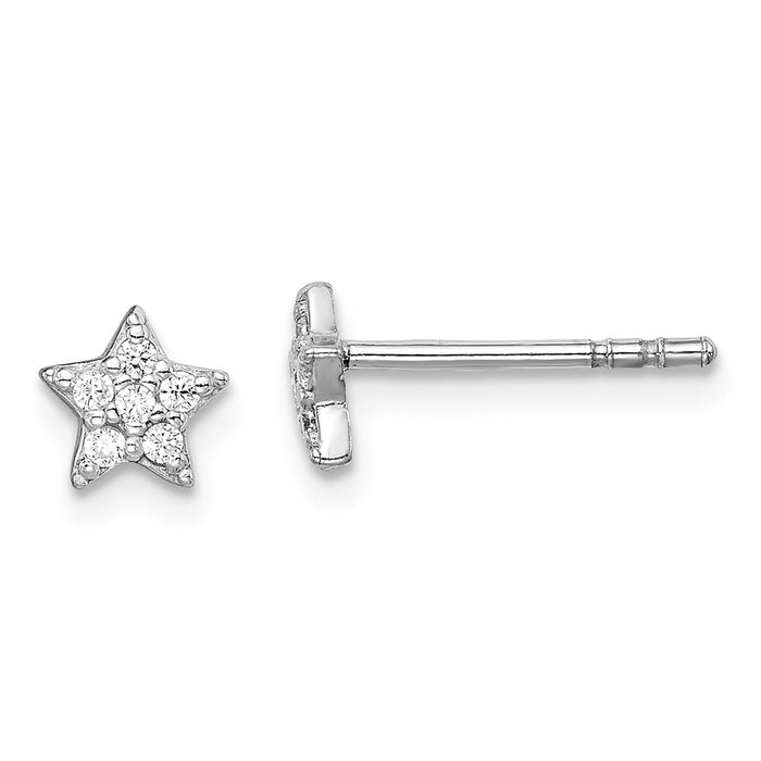 925 Sterling Silver Rhodium-Plated Cubic Zirconia ( CZ ) Star Post Earrings,