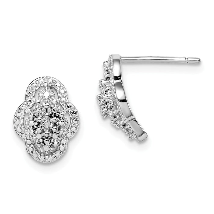 925 Sterling Silver Rhodium-Plated Diamond Post Earrings,