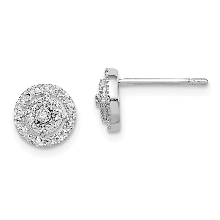 925 Sterling Silver Rhodium-Plated Diamond Post Earrings,