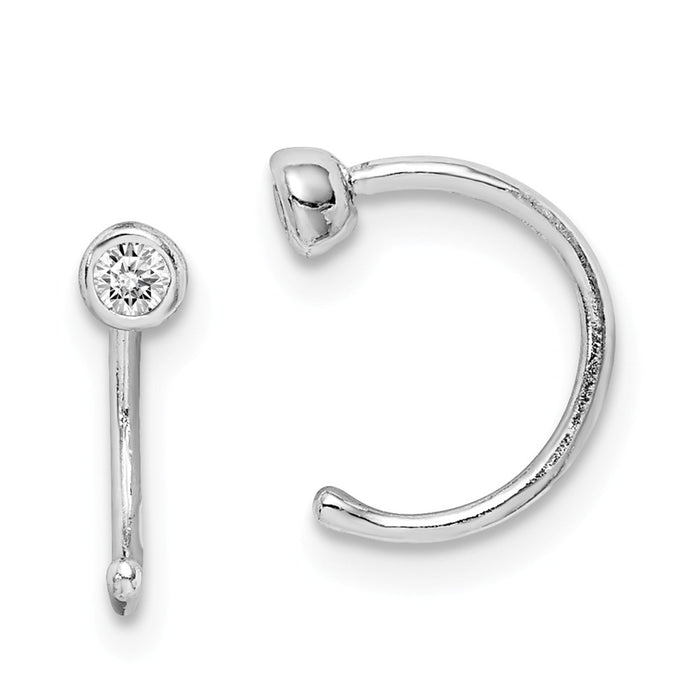 925 Sterling Silver Rhodium-plated Cubic Zirconia ( CZ ) Ball Cuff Earrings,