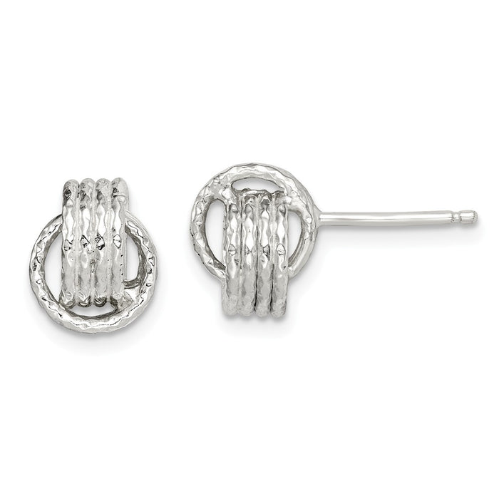 925 Sterling Silver Textured 8mm Love Knot Post Earrings, 8mm